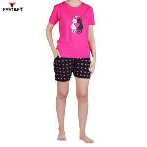 2024 prix de gros impression personnalisée nouveauté 100% coton femmes t-shirt et ensemble court à vendre - Product Image 3