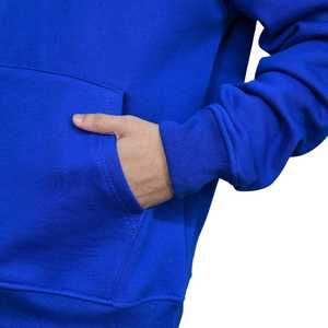 เสื้อสวมหัวมีฮู้ดโอเวอร์ไซส์สำหรับผู้ชายผ้าคอตตอนสีฟ้าผสมโพลีเอสเตอร์ลำลองแนวสตรีทแวร์เพื่อให้ดูมีสไตล์ - Product Image 5