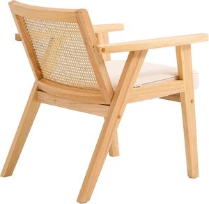 Chaise longue en bois scandinave Design confortable et élégant avec dossier en rotin pour espaces intérieurs - Product Image 3