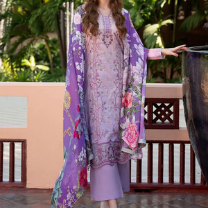 เดรสลำลองปักลายดอกไม้สำหรับใส่ทำงานจากปากีสถาน - Product Image 1