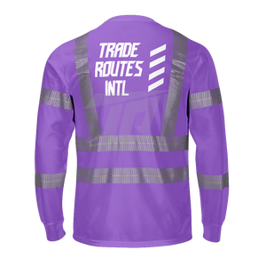 Ensemble de vêtements de sécurité de haute visibilité réfléchissants imperméables de qualité supérieure OEM violet, vêtements de travail industriels durables en polyester à boutons - Product Image 5