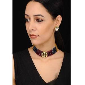 Ras du cou multi-perles plaqué or élégant de luxe tour de cou classique Kundan pour les mariages des femmes fêtes fiançailles - Product Image 1