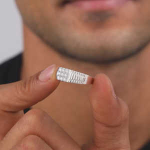 Silver Fuego Adjustable <b>Ring</b> for Him Trendy Gold Plated Me's <b>Ring</b> with Oval Cut Natural Gemstones Inlay Fashionable Jewelry - Product Image 4