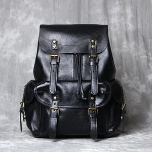 New England Style 18 Inches Leather School Business <b>Laptop</b> Backpack Leather Knapsack <b>Bag</b> - Product Image 6