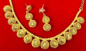 24K Plaqué Or Imitation Vintage Style Indien Fait Ensemble de Bijoux Boucles D'oreilles Bracelets Peignes Broches Cuivre Matériel - Product Image 2