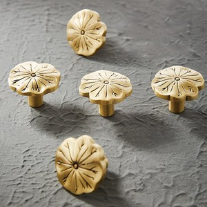 Lotus leaf fancy brass knob <b>pull</b> cabinet drawer <b>for</b> <b>home</b> dresser door cabinet furniture decorative kitchen wardrobe handle knobs - Product Image 5