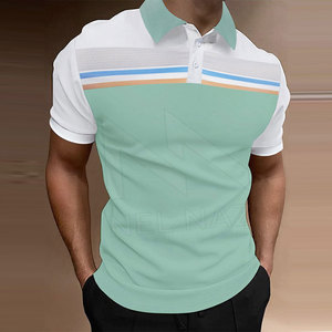 100% coton Polyester hommes à manches courtes pour Polo nouveau décontracté vêtements d'été avec lettre motif Jersey tissu - Product Image 2