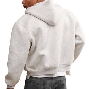 Sudaderas con capucha con cremallera y logotipo personalizado para hombre, ropa informal de gran tamaño en blanco de alta calidad, de algodón grueso y pesado, 100% - Product Image 5