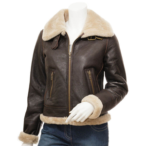 Chaqueta Bomber de Cuero Moderna para Mujer con Forro de Piel |   Abrigo de Cuero con Forro de Piel Gruesa para Invierno |   Chaquetas de Moda al por Mayor, ODM al por Mayor - Product Image 1