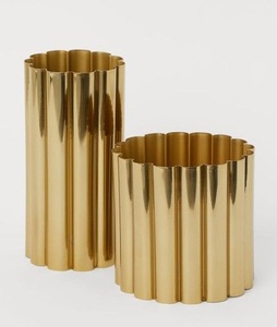 Geometric <b>Textured</b> Brown-Gold <b>Vase</b> with Contemporary Decorative Accent for Modern Home & Luxury Interior Styling - Product Image 6