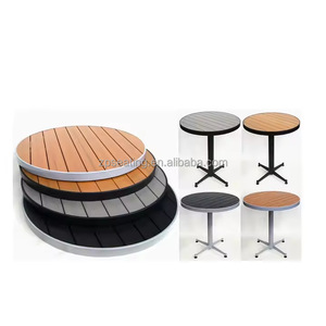 Bistrot commerciale in alluminio, piano di lavoro in legno, 24x24, <span class=keywords><strong>30x30</strong></span>, tavolo rotondo da pranzo all'aperto, tavolo da ristorante in legno di plastica - Product Image 5