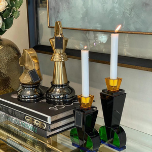 Sculpture d'échecs décorative de luxe pour la maison, roi et cheval, finition or et noir brillant, sculpture en aluminium de meilleure qualité - Product Image 1