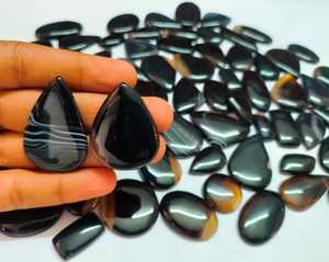 Piedra preciosa de ónix negro de alta calidad, piedra suelta Natural en forma de mezcla, cabujón, joyería increíble con piedra de ónix negro - Product Image 2