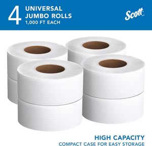 Papel Higiénico Scott Essential Jumbo, 8.8 Pulgadas de Diámetro, 2 Capas, 1000 Pies, 4 Rollos/Caja (03148) - Product Image 4