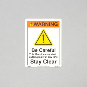 Avertissement : Attention, la machine peut s'activer automatiquement. Signal de sécurité, équipement industriel, démarrage automatique, avertissement de danger, zone d'alerte. - Product Image 2