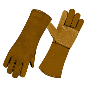Guantes de Seguridad para Soldador de Cuero Vacuno Azul, Resistentes al Calor, de Uso General, con Puño de Seguridad, Reforzados, 11 oz, Industriales - Product Image 3