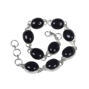 Gorgeous <b>Solid</b> 925 Sterling <b>Silver</b> Black Onyx Oval Shape Gemstone Handmade Fine <b>Silver</b> <b>Bracelet</b> Jewelry Sterling <b>Silver</b> Jewelry - Product Image 1