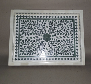 Plateau en incrustation d'os avec poignée Plateau de table Café Thé Boisson froide Plateau de service fait à la main Hôtel Restaurant Plateau de service - Product Image 5