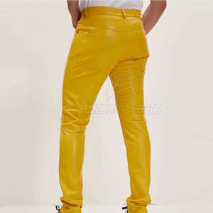 Pantalon en cuir pour homme, coupe slim, élégant, tendance, style streetwear classique - Product Image 4