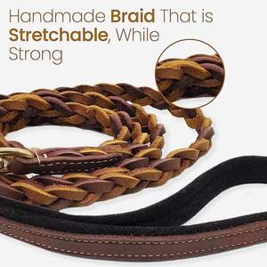 Correa trenzada de cuero genuino con gancho de presión de latón y anillo en D del exportador y fabricante indio - Product Image 5