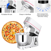 Batteur sur socle électrique 7L 1800W en acier inoxydable avec bol mélangeur moulé sous pression, 6 vitesses, pétrin planétaire pour pâte, gâteaux, crème fouettée