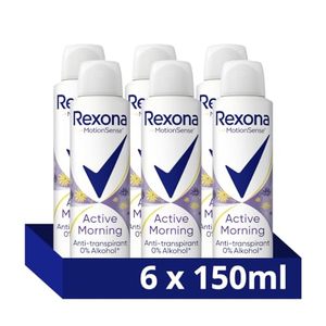 REXONA Déodorant anti-transpirant en spray pour femmes Active Morning 0% d'alcool Parfum floral et fruité Protection 48h 6 x 150 ml - Product Image 5