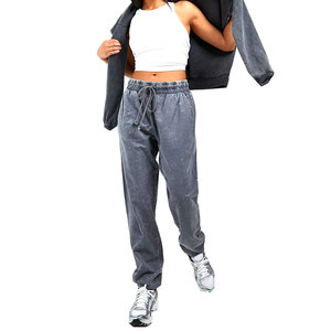 Ropa de calle con logotipo personalizado para mujer, Jogger lavado ácido, de algodón pesado, Vintage, pierna ancha, holgado, lavado ácido, Jogger para mujer - Product Image 1