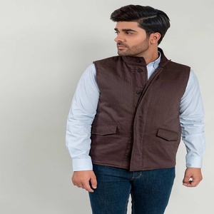 Dernier blouson bombardier sans manches en coton pour homme coupe ajustée à col montant épais coupe-vent écologique pour l'hiver - Product Image 1