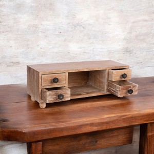Coffre de rangement compact en bois à 4 tiroirs Solution multifonctionnelle à un niveau pour organiser de petits bijoux Mini boîte d'emballage - Product Image 6