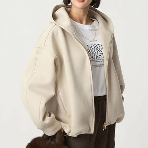 Sweat-shirts à capuche zippés en molleton épais 100 % coton, personnalisables avec logo, grande taille, tendance 2026 pour femme – Qualité supérieure - Product Image 3