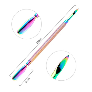MORGANS INDUSTRIES Dual-End Stainless Steel Nail Pusher <b>Tool</b> 128mm Reusable Durable Manicure/<b>Pedicure</b> Double Head Design Rainbow - Product Image 3