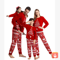 Conjunto de Pijamas de 2 Piezas para Mujer, Navidad, Familia, Hogar, Alta Calidad, Térmico, Suave, Manga Larga, 100% Algodón, Cintura Elástica, Secado Rápido