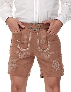 Short Lederhosen traditionnel bavarois pour homme tenue Oktoberfest allemande authentique avec motif brodé - Product Image 2