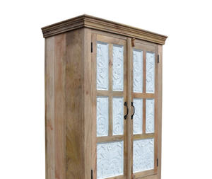 Armoire modulaire en bois de manguier massif indien, fabriquée à la main, avec un design traditionnel, étagères réglables et un grand espace de rangement - Product Image 4