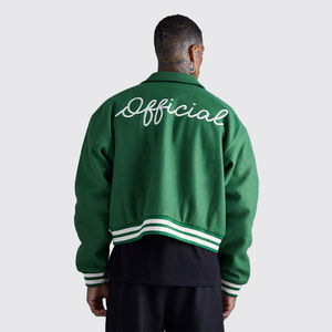 2025 gros hommes varsité veste en cuir véritable manches et laine col rabattu Letterman attirail sergé broderie Streetwear - Product Image 6