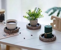 Bougeoir en bois décor de ferme-bougeoirs de pilier pour pièce maîtresse de table petit plateau Riser ensemble de 2 assiettes en bois rondes