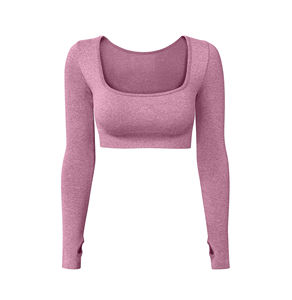 Camiseta Corta Ecológica de Moda para Mujer 2021, Manga Larga, Lisa, Transpirable, Ajustada, Corta, para Verano - Product Image 1