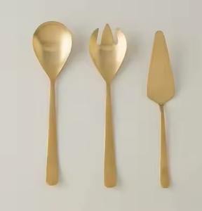 Stainless Steel <b>Gold</b> Tableware Fork and <b>Spoon</b> Salad & Soup Servers Stainless Steel Serving <b>Spoons</b> - Product Image 5