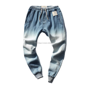 100% Export Oriented OEM Cotton Stretch Elastic Waist Breathable Customized Denim <b>Jeans</b> <b>Joggers</b> Pants for Men From Bangladesh - Product Image 2