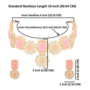 Juego de Joyería India de Cristal con Flores Kundan, Perlas de Imitación, Collar Rosa y Aretes, Fabricantes de Joyería - Product Image 4