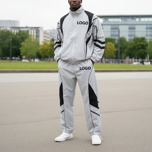 Premium Quality Manufacturer Blank Activewear Nylon Windbreaker Tracksuits Embroidery logo Zip up Jacket Baggy <b>Men's</b> Sweat Suits - Product Image 1