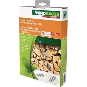 Ensemble de fixation pour bâche de protection WINDHAGER 30 cm, comprenant 6 ressorts de tension et 6 griffes en bois pour accessoires de tente - Product Image 1