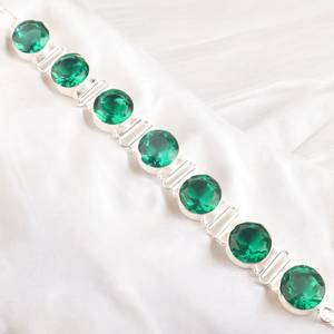 Pulsera de Plata de Ley con Circonita Verde, Diseño de Tenis, Engaste de Bisel, Gema Hecha a Mano, Joyería de Lujo para Mujer, Regalo - Product Image 5