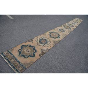 Alfombra clásica Beige azul Floral Vintage turca de área grande 2,4X25,6 pies Material de lana Patchwork de látex para sala de estar pasillo para - Product Image 2