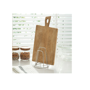 Support de planche à découper debout en acier personnalisé avec organisateur de couteaux et pièce design d'aspect et utilisation à la main - Product Image 6