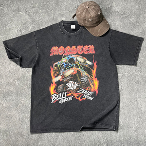 เสื้อยืดผ้าฝ้าย100% สำหรับผู้ชายเสื้อยืดบ็อกซี่ฟิตเสื้อพิมพ์โลโก้ตามสั่งเครื่องแต่งกายแนวสตรีทดีไซน์สีทึบมีบริการ OEM - Product Image 4