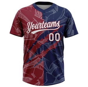 Camiseta de Softbol de Diseño Personalizado con Dos Botones, Cuello Redondo, 100% Poliéster, Impresión Digital, Tejido Transpirable para Adultos - Product Image 1
