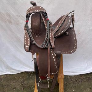 Ensemble de selle western en cuir avec décorations en bois de qualité supérieure pour la course de barils |   Accessoires en acier inoxydable façonnés à la main, ensemble de tack gratuit pour l'équitation - Product Image 5