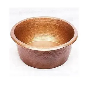 Antique Finish Copper Round Feet <b>Bath</b> Soak Tub Massage Bowl <b>Portable</b> Sustainable Copper Massage Spa Centre Pedicure herbal Bowl - Product Image 4