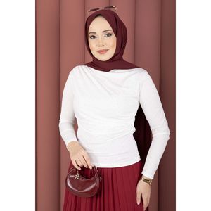 Body en tissu écru Sandy pour femme avec détails en pierres - Product Image 4